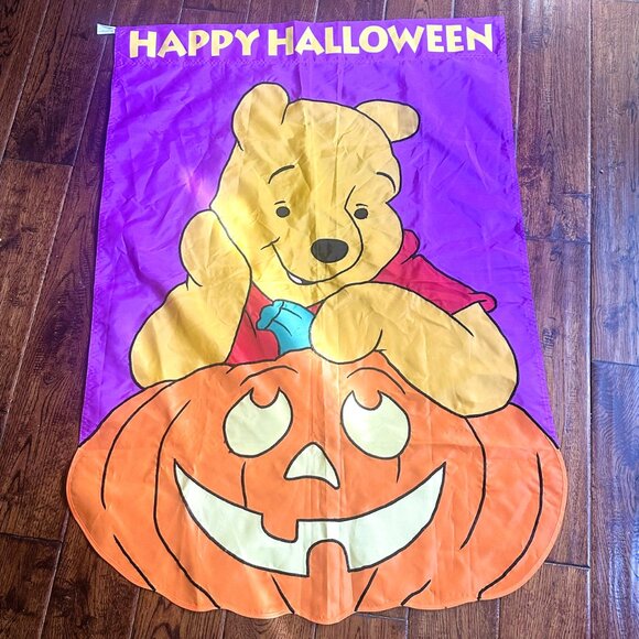 Vintage Disney Winnie the Pooh Happy Halloween 28"x40" Polyester Flag - Picture 1 of 6